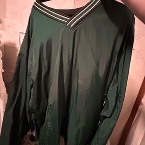 Green V-Neck Long Sleeve Top